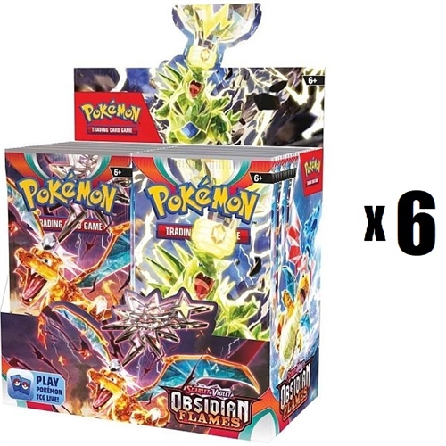 6x Pokemon Scarlet & Violet - Obsidian Flames - Booster Box Display (36 Booster Packs) - Pokemon kort (Case)